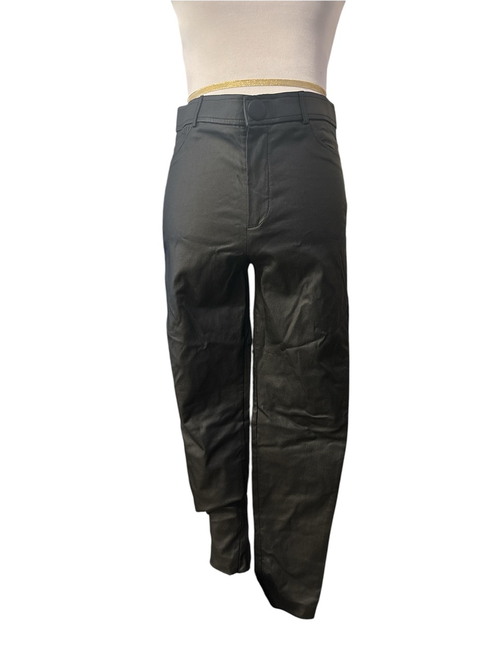 Zara Women Straight Leg pleather Jeans - Black